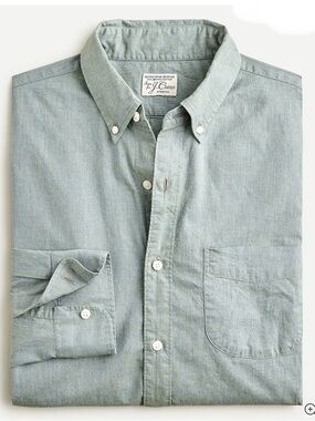 J Crew Stretch Secret Wash Classic Fit Shirt in  Heathered Organic Cotton Size M